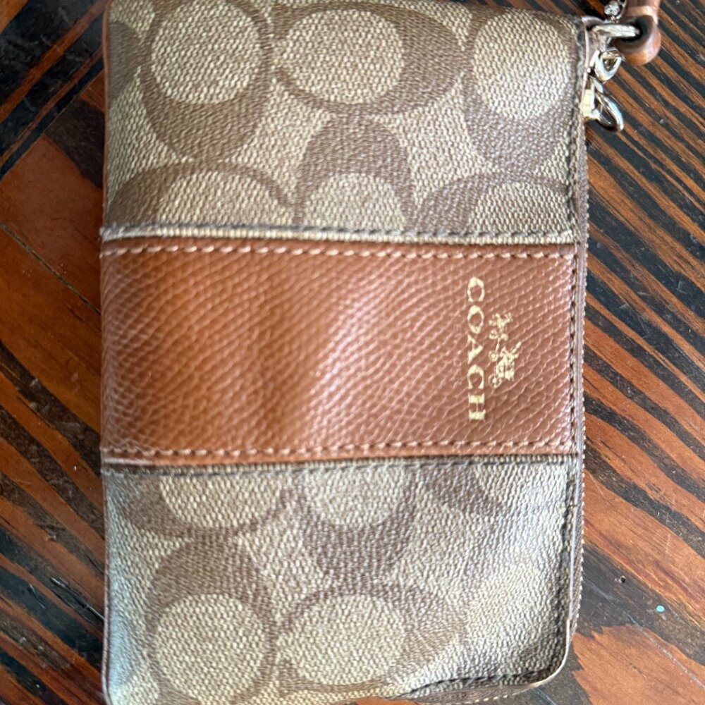 Coach Wristlet Signature Canvas With Leather - image 3